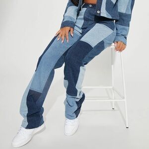 Fashion Nova Patchwork Straight Leg Jeans- Size 15/ XL